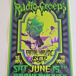 RADIO CREEPS POSTER Rare 17" x 11" GIG Dean Tomasek Art Fatal Havoc Red Poet